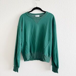 Evereve Crewneck Sweatshirt Long Sleeve French Terry Cotton Medium Kelly Green